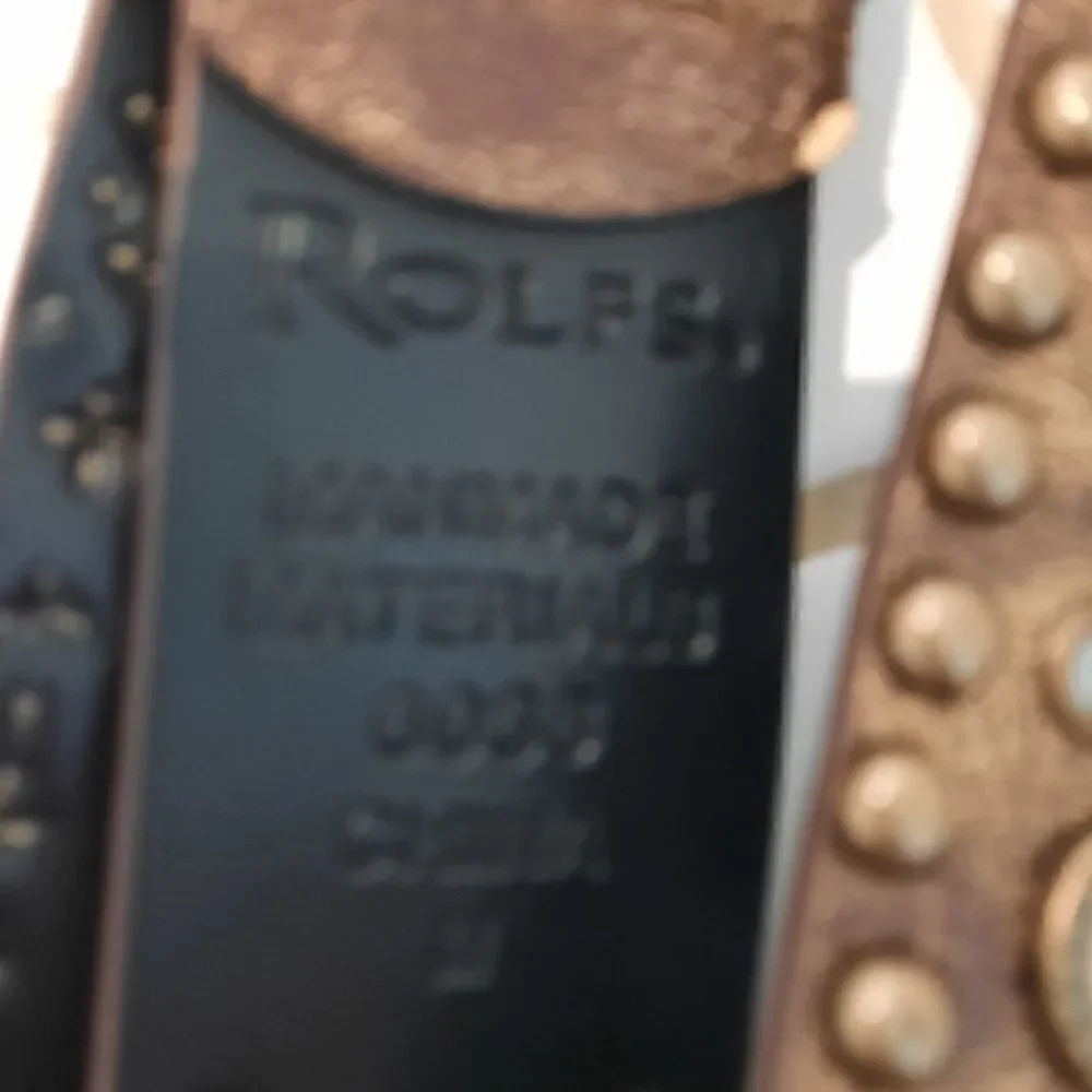 Rolfs Faux Leather Belt Golden Metallic Brown with Rhinestones